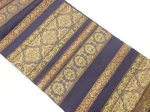 横段に花唐草・華文模様織出し名古屋帯